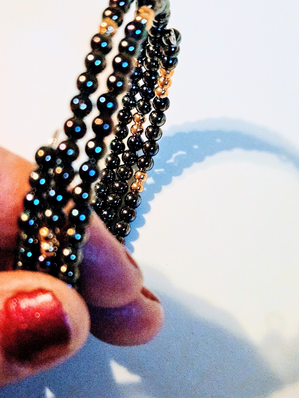 Black and Gold Beaded Women's Bracelet Set